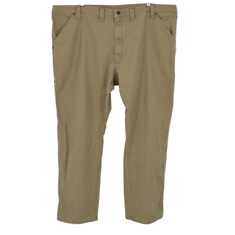 Wrangler Men's Size 44x30 Cotton Stretch Canvas Carpenter Work Jeans Camel Brown